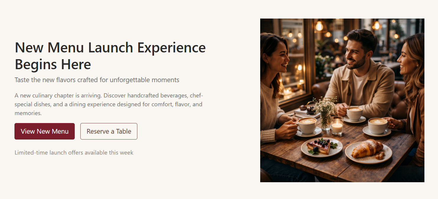 Café Launch – New Menu Teaser (Restaurant & Hospitality)