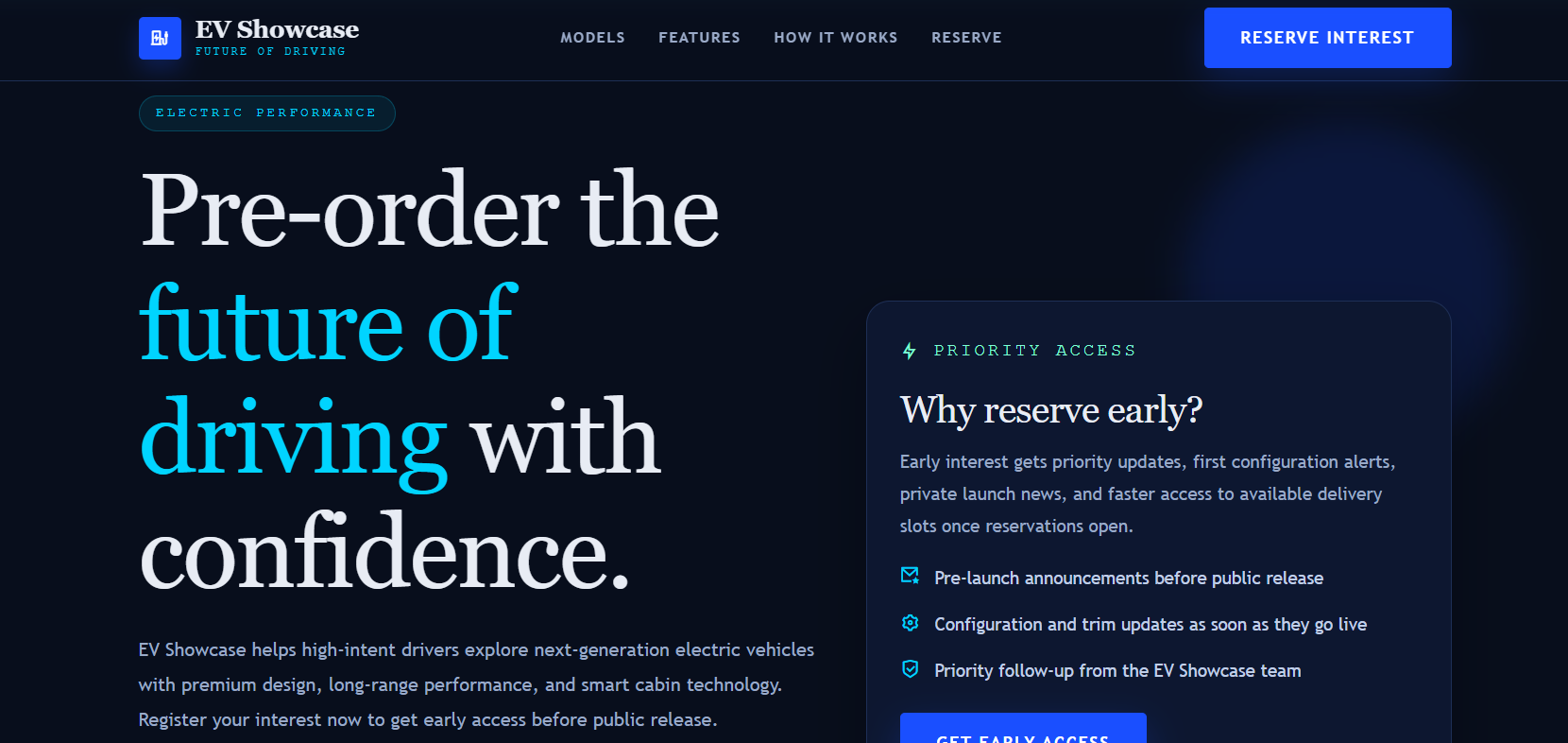 EV Showcase – Pre-Order Interest (Automotive)