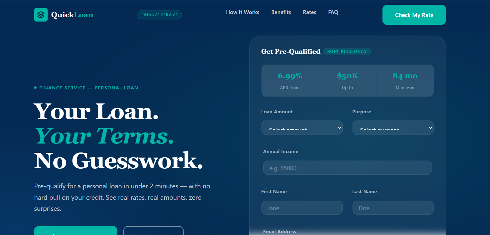 Personal Loan – Quick Prequal (Finance & Banking)
